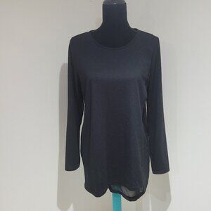 Soft Surroundings Women's Touch of Sheer Long Sleeve Tunic Shirt Medium Black